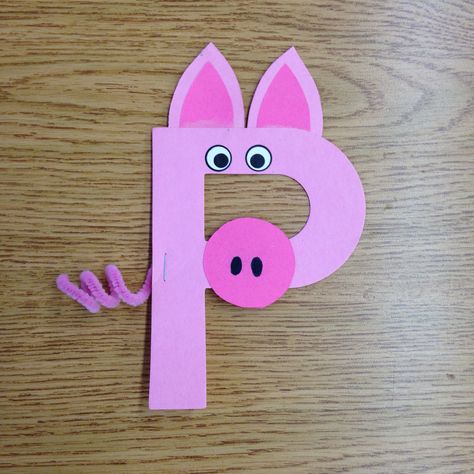 P is for pig craft Letter P Crafts, Preschool Letter Crafts, Alphabet Crafts Preschool, Abc Crafts, Alphabet Letter Crafts, Pig Crafts, The Letter P, K Crafts, Preschool Projects