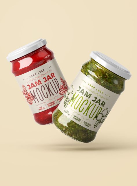 Grab this gorgeous new, trendy Jar Jam Mockup Set with 12 scenes, 4k backgrounds & trendy packaging design. This mockup bundle includes a total of 12 jar mockups with strawberry, peach, feijoa, orange, raspberry and etc. that can use for food branding design and packaging design. This Jar Jam PSD mockup allows you to create a full professional packaging design showcase in just a few clicks. Just replace elements with your designs using smart objects in PSD document and save. Jar Packaging Design, Food Branding Design, Trendy Packaging, Jam Packaging, Orange Raspberry, Jam Label, Jar Mockup, Jar Packaging, Professional Packaging