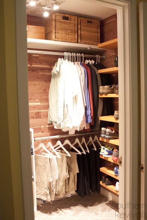 Bedroom Closet Makeover Diy, Diy Shoe Racks, Man Closet, Closet Makeover Diy, Closet Redo, Front Closet, Coat Closet Organization, Entry Closet, Entryway Closet