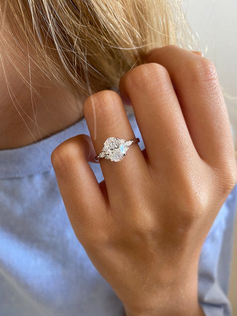 Large Oval Diamond Engagement Ring, Oval Engagement Ring Designs, Engagement Rings Large Diamond, Maeve Engagement Ring, Engagement Rings White Gold Oval, Trendy Engagement Rings 2023, Popular Engagement Rings 2023, Multi Diamond Engagement Ring, New Engagement Rings