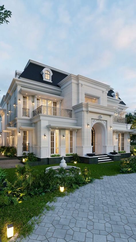 Dream House Mansions, Luxury Homes Exterior, Luxury Exterior, Luxury Houses Mansions, Mansion Designs, Classic House Exterior, Luxury Modern Homes, Building House Plans Designs, تصميم للمنزل العصري