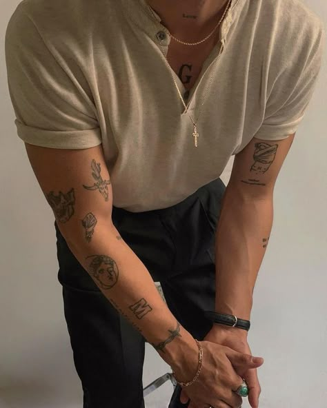 A Man, Tattoos, White