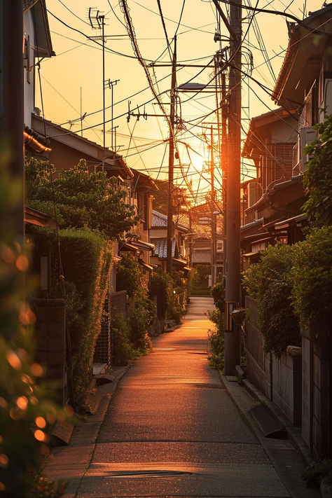 Japanese neighborhood, anime scenery, peaceful street, evening calm, suburban tranquility, sunset glow, quiet walk, serene environment, Japan residential area, golden hour photography. Neighborhood Street Aesthetic, Tokyo Suburbs Aesthetic, Japan Neighborhood Aesthetic, Anime World Aesthetic, Japanese Streets Aesthetic, Anime Neighborhood, Japanese Summer Aesthetic, Japanese Suburbs, Nature In City