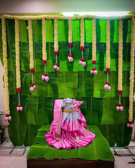 VARAMALAKSHMI BACKGROUND DECORATION Varamalakshmi Decoration, Varalakshmi Pooja Decoration Background Simple, Varamahalakshmi Background Decoration, Pooja Background Decoration, Varamahalakshmi Decoration Ideas, Ganpati Quotes, Varalakshmi Pooja Decoration, Leaf Decor Wedding, God Ideas