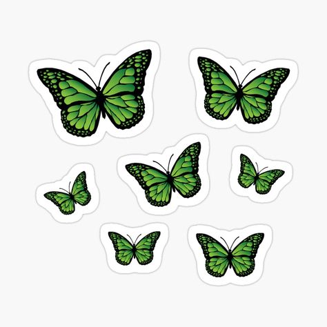 Green Butterfly Stickers Printable, Aesthetic Minimalist Stickers, Butterfly Green Aesthetic, Green Butterfly Printable, Green Vintage Stickers, Cute Green Stickers, Green Butterfly Aesthetic, Butterfly Stickers Printable, Green Scrapbook