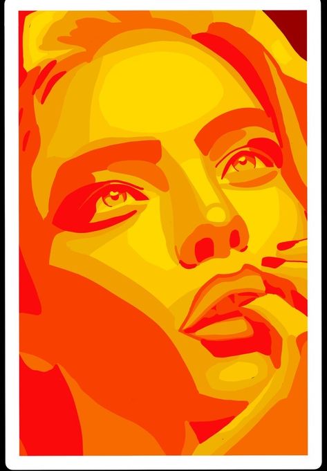 Color Block Portrait Paintings, Monochromatic Painting Acrylic, Pop Art Portraits Acrylics, Thermal Face Art, Monochromatic Painting Portraits, Monochrome Portrait Painting, Monochromatic Art Painting, Monochromatic Painting Ideas, Paper Lips