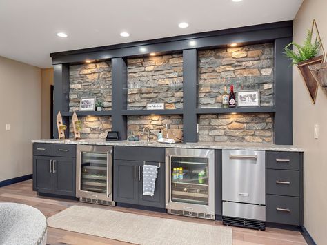 Lake Tippecanoe Remodel - Rustic - Home Bar - Other - by West Central Home Wet Bar Ideas, Basement Bar Plans, Home Wet Bar, Rustic Basement, Home Bar Rooms, Basement Bar Designs, Home Bar Design, Basement Living Rooms, Basement Kitchen