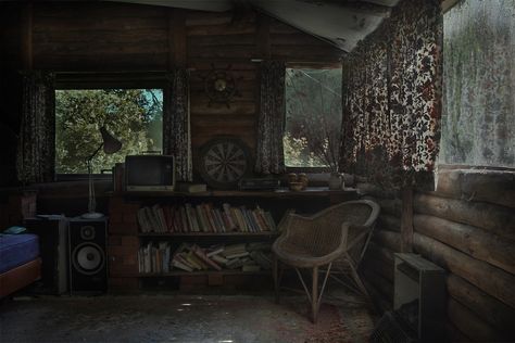 The Cabin In The Woods | by andre govia. Abandoned Shack In The Woods, Summer Camp Aesthetic Cabin Interior, Old Cabin Aesthetic, Run Down Cabin, Cabins In The Woods Interior, Cabin In The Woods Aesthetic, In The Woods Aesthetic, Haunted Cabin, The Woods Aesthetic