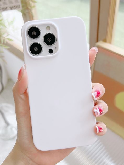 White  Collar  TPU Plain Phone Cases Embellished   Cell Phones & Accessories Phone Cases White, White Telephone, Simple Mobile, White Phone Case, White Iphone Case, Pretty Phone Cases, Apple Phone Case, Cute Simple Wallpapers, White Iphone