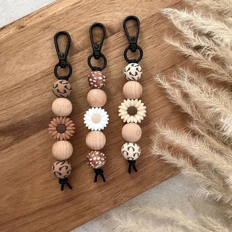 Keychains Beaded Silicone Beaded Wood Custom Antlers Fawn Spring Love Cute Gift Ideas Wife Bag Tag Daisy Happy - Etsy Canada Cute Gift Ideas, Bead Keychain, Spring Love, Key Charms, Bead Making, Beadable Products, Candle Business, Deer Print, Teacher Christmas