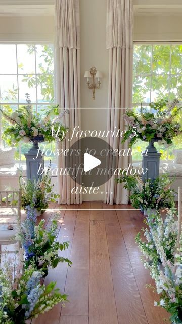 Rachel Husband - Devon Wedding Florist on Instagram: "My favourite 5 flowers to create a beautiful meadow aisle… with so many seasonal flower varieties to choose from, we really are spoilt for choice in the summer months! However, if you’re looking for a meadow style arrangement within your wedding flowers these are my go to blooms.

1. Delphiniums, tall, structural and they come in the most gorgeous tonal varieties from pure white to dusky lilac, pale blue and vibrant purple & deep blue. They really are a statement bloom and ooze elegance! 

2.  Foxgloves, I’ve used peach and white here, they complete the English country garden style look. I’m growing peach this year and the tone is just stunning  for a summer wedding. 

3. Larkspur a dainty, but tall spire shaped bloom, it comes in a ran Meadow Aisle Wedding, Lilac Wedding Flowers, Beautiful Meadow, Devon Wedding, Flower Varieties, English Country Garden, Lilac Wedding, Tall Flowers, English Country Gardens