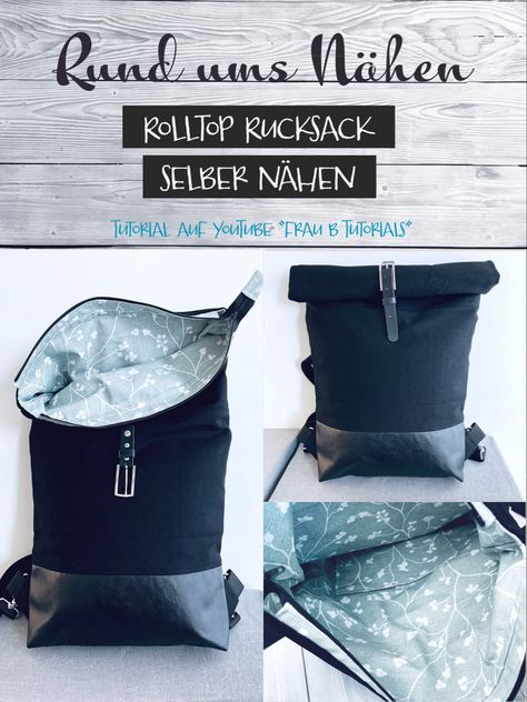 Backpack Project, Diy Bags Jeans, Sling Bag Pattern, Backpack Tutorial, Rolltop Backpack, Diy Backpack, Denim Handbags, Backpack Pattern, Diy Sewing Pattern