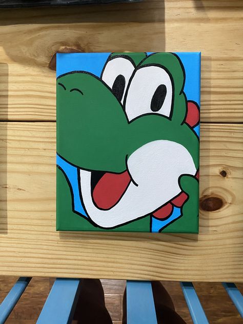 Yoshi Painting Canvases, Regular Show Painting, Yoshi Painting, Friends Picture, Painted Items, Kids Painting, Regular Show, Painting Canvases, Cute Canvas Paintings