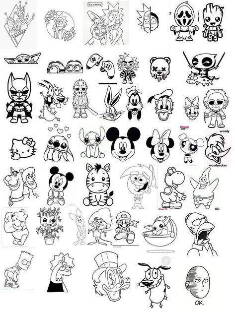 Disney Inspired Tattoos, Disney Tattoos Small, Disney Nail Art, Tato Flash, Tato Ikan Koi, Cartoon Character Tattoos, Small Pretty Tattoos, Flash Tattoo Designs, Tattoo Stencil Outline