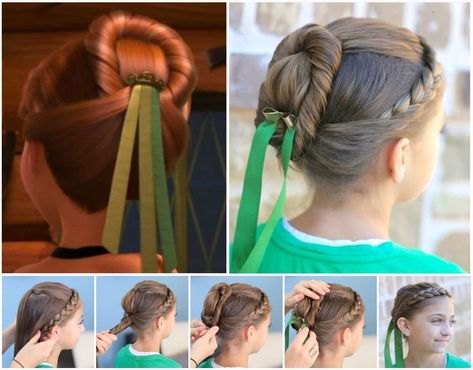 Disney’s Frozen: Anna's Coronation Hairstyle (not exact, but pretty close) Anna Frozen Hair, Frozen Hairstyles, Disney Hairstyles, Anna Hair, Frozen Hair, Disney Hair, Peinados Fáciles Para Cabello Corto, Princess Hairstyles, Frozen Disney