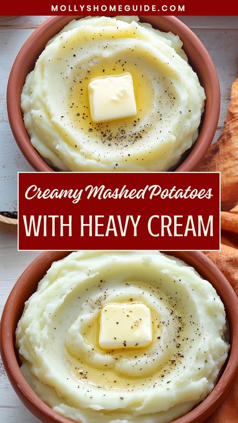 Indulge in the ultimate comfort food with this creamy and decadent mashed potatoes recipe made with heavy cream. Perfect for any occasion, these rich and velvety mashed potatoes will melt in your mouth and leave you wanting more. Whether it's a holiday feast or a simple weeknight dinner, this dish is sure to impress your family and friends. Elevate your meal with the perfect side of mashed potatoes that are fluffy, smooth, and irresistibly delicious. Mashed Potatoes Recipe Creamy, Mashed Potatoes Evaporated Milk, Old Fashioned Mashed Potatoes, Fun Mashed Potatoes Recipe, Creamy Mashed Potatoes With Heavy Cream, Best Creamed Potatoes, Soft Mashed Potatoes Recipe, Creamy Mashed Red Potatoes, Gourmet Mashed Potatoes Recipe