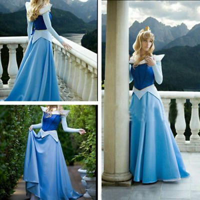 Arora Dress Disney, Aurora Blue Dress, Satin Princess Dress, Disney Costumes For Women, Adult Princess Costume, Sleeping Beauty Cosplay, Princess Girl Party, Blue Dress Costume, Sleeping Beauty Dress