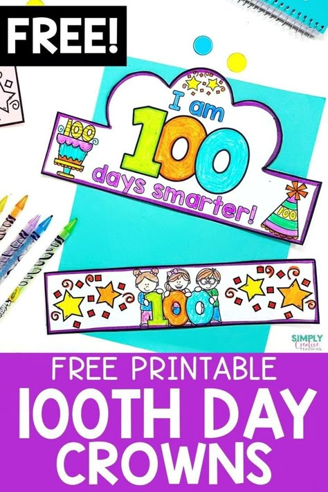 Celebrate the 100th day of school with fun math activities! Check out this list of 10 low prep math activities to add to your lesson plans for the 100th day of school. These ideas are perfect for first and second grade. Find math activities practicing money skills, place value, addition, skip counting, and more for 1st and 2nd grade. As a bonus, get a free printable 100th day crown! Learn more here! Free School Printables, Printable Crown, Name Activities Preschool, Learning Numbers Preschool, 100th Day Of School Crafts, 100 Day Of School Project, Money Skills, Holiday Lessons, Fun Math Activities