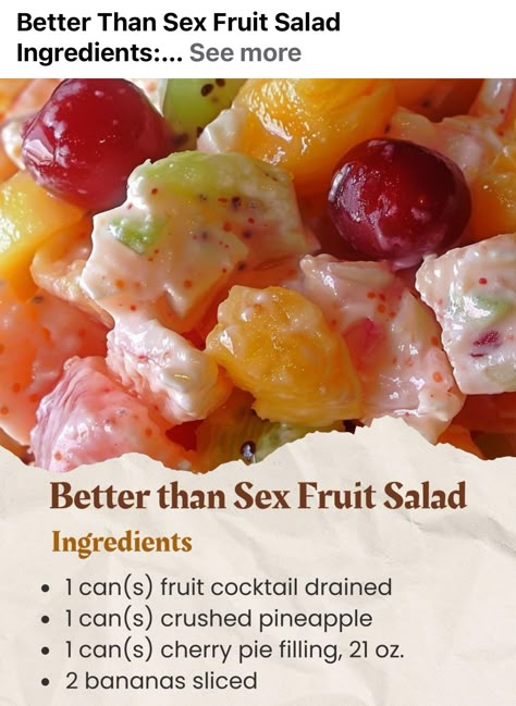 Fruit Cocktail Recipes Salad, Fruit Cocktail Salad, Cocktail Salad, Dessert Salad Recipes, Fruit Salad Ingredients, Fluff Salad Recipes, Sweet Salads, Easy Fruit Salad, Easy Fruit Salad Recipes