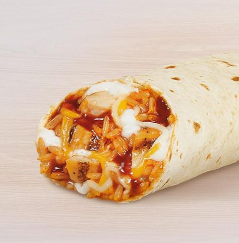 NEW ITEM: Chicken Enchilada Burrito from Taco Bell. See the full nutrition facts, weight watchers points and allergies on our website. #fastfood #nutrition Taco Bell Chicken Burrito, Enchilada Burrito, Rib Meat, Fast Food Items, Red Enchilada Sauce, Chicken Burritos, Complete Nutrition, Chicken Enchilada, Seasoned Rice