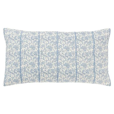 14"x26" Oversized Botanical Lumbar Throw Pillow Cover Blue - Rizzy Home : Target Throw Pillows Blue Couch, Purple Throw Pillow, Aesthetic Throw Pillows On Bed, Blue And Pink Pillows, Blue Floral Room, Dorm Throw Pillows, Room Trinkets, Dc Bedroom, Decorative Pillows For Bed