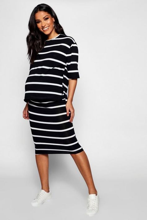 Maternity Soft Knit Stripe Midi Skirt Pregnancy Skirts, Boohoo Maternity, Maternity Skirts, Leather Skirts, Striped Midi Skirt, Maternity Skirt, Mens Clothes, Maxi Skirts, Clothes Shop