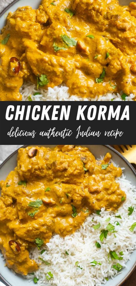 Cashew Chicken Curry Indian, Indian Cashew Chicken, Shahi Chicken Korma, Coconut Korma Chicken, Easy Korma Recipe, Best Chicken Korma Recipe, Curry Chicken Indian Recipes, Chicken Shahi Korma, Chicken Cashew Curry