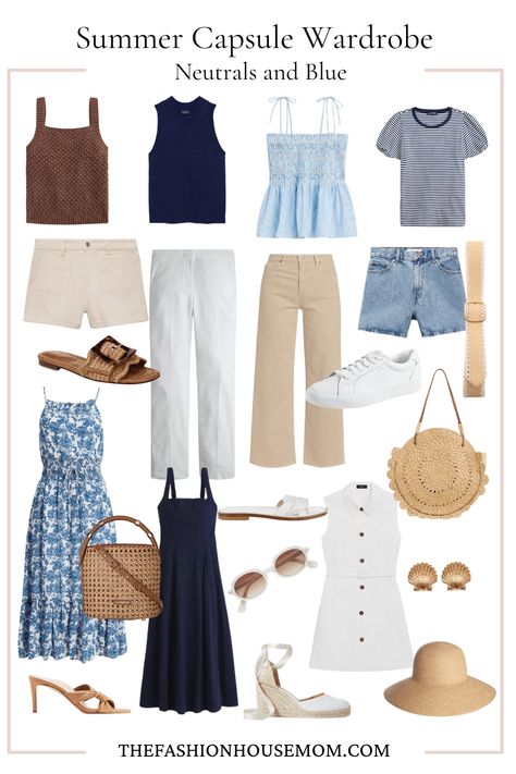 classic summer capsule wardrobe Summer Dress Capsule Wardrobe, Italian Summer Capsule Wardrobe, Italy June Outfits, Mexico Capsule Wardrobe, Coastal Outfits Summer, Summer Capsule Wardrobe 2020, Classic Summer Capsule Wardrobe, Elegant Capsule Wardrobe, Bali Fits