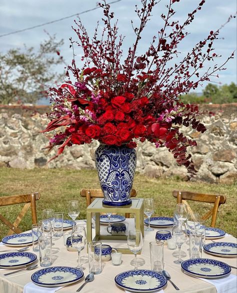 Mexican Wedding Centerpieces, Rancho Wedding, Elegant Mexican Wedding, Mexican Wedding Decorations, Talavera Wedding, Charro Theme, Spanish Style Wedding, Mexican Inspired Wedding, Outdoor Tent Wedding