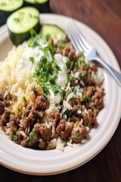 Ground Lamb and Rice Copycat Recipe Greek Lamb And Rice Recipes, Instapot Ground Lamb Recipes, Ground Lamb And Sweet Potato Recipes, Mediterranean Ground Lamb Recipes, Lamb Rice Bowl, Lamb Bowl Recipes, Ground Lamb And Rice Recipes, Recipes With Ground Lamb Meat, Ground Lamb Recipes For Dinner Healthy