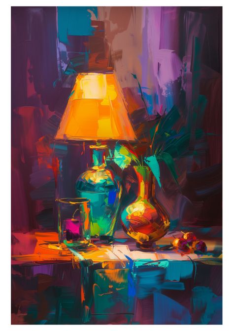 299 Still Life Funky Still Life, Creative Still Life Painting, Still Life Easy Painting, Still Life Oil Painting Fine Art, Intermediate Painting, Colourful Still Life, Abstract Still Life Painting, Abstract Fruit, Modern Still Life