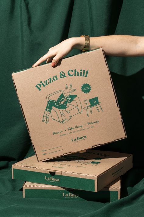 Pizza To Go Packaging, Cool Pizza Box Design, Pizza Branding Ideas, Pizza Box Branding, Pizza Box Packaging Design, Pizza Package Design, Branding With Illustration, Pizza Boxes Design, Pizza Restaurant Branding