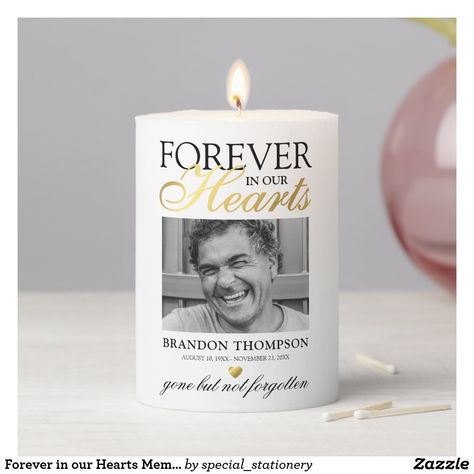 Diy Memorial Candle, Personalized Memorial Candles, Memorial Favors, Personalized Memorial Gifts, Forever In Our Hearts, Heart Candle, Memorial Candle, Before After Photo, Photo Candles