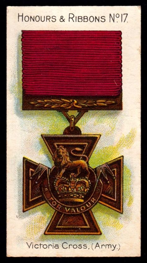 https://flic.kr/p/Sesmtv | Cigarette Card - The Victoria Cross | Taddy's Cigarettes "Honours & Ribbons" issued in 1915. #17 Victoria Cross (Army) Victoria Cross, Wall Lights, Ribbon, Road