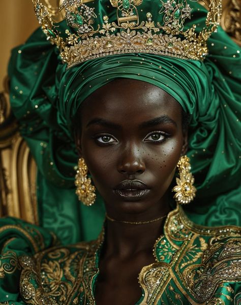 Queen Aesthetic Black Woman, African Crown Queens, Gold Crown Aesthetic Queen, African Queen Aesthetic, African Queen Outfit, African Princess Aesthetic, Black Royalty Aesthetic, Afro Steampunk, Chacter Inspiration