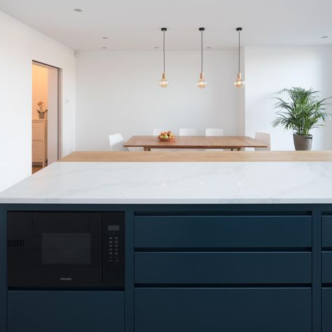 Microwave Kitchen Island, Townhouse Extension, Integrated Microwave, Microwave In Island, Sustainable Kitchen Design, Kitchen With High Ceilings, Bespoke Kitchen Design, London Townhouse, London Kitchen