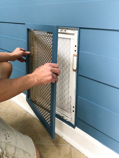 Ac Intake Cover Easy Diy, Ac Return Vent Cover Diy, Small Wall Shelf Ideas, Return Vent Cover Ideas, Ac Vent Cover Ideas, Air Intake Cover Ideas, Diy Vent Cover, Vent Covers Decorative, Air Return Cover