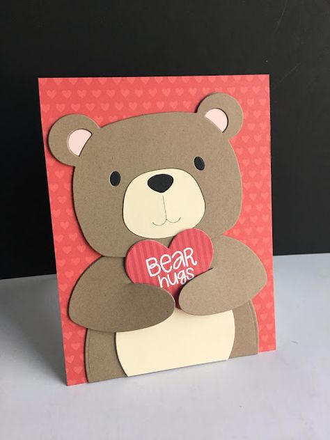 Birthday Card Craft, Valentine Cards Handmade, Bear Card, Bear Hugs, Bear Valentines, Paper Animals, Classroom Theme, Bear Hug, Mors Dag