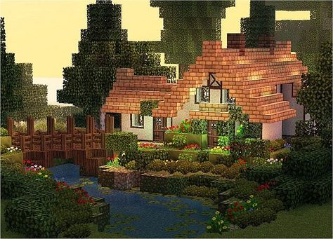 Stream Cottage Minecraft Project Chalet Minecraft, Construction Minecraft, Cottage Minecraft, Cottagecore Minecraft, Cool Things To Build, Minecraft Decoration, Minecraft World, Bangunan Minecraft, Minecraft Cottage