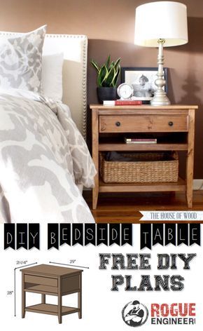 DIY Bedside Table | Free Plans #diyprojects #diyideas #diyinspiration #diycrafts #diytutorial #bedsidetable Bedside Table Plans, Diy Bedside Table, Diy Bedside, Staining Furniture, Diy Nightstand, Diy Furniture Bedroom, Free Plans, Diy Furniture Table, Woodworking Furniture