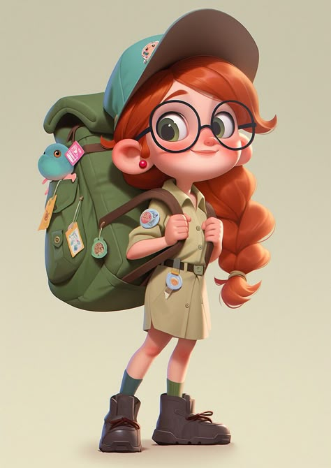 Creative Character Design, Game Illustration Design, 2d Game Character Design, Scout Illustration, 2d Character Design, Adventure Character, Girl Character Design, Steampunk Character, 3d Karakter