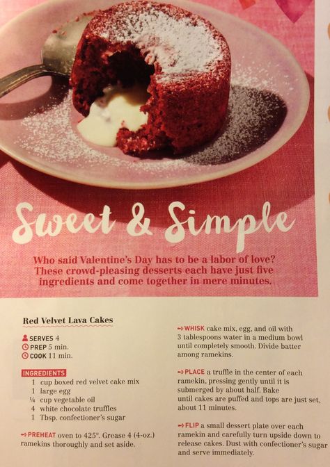 Red Velvet Lava Cake (recipe by Curtis Stone) Red Velvet Lava Cake, Dessert Drinks Alcohol, Cakes Red Velvet, Molten Lava Cakes Recipe, Lava Cake Recipe, Molten Lava Cake, Lava Cake Recipes, Curtis Stone, Molten Lava Cakes