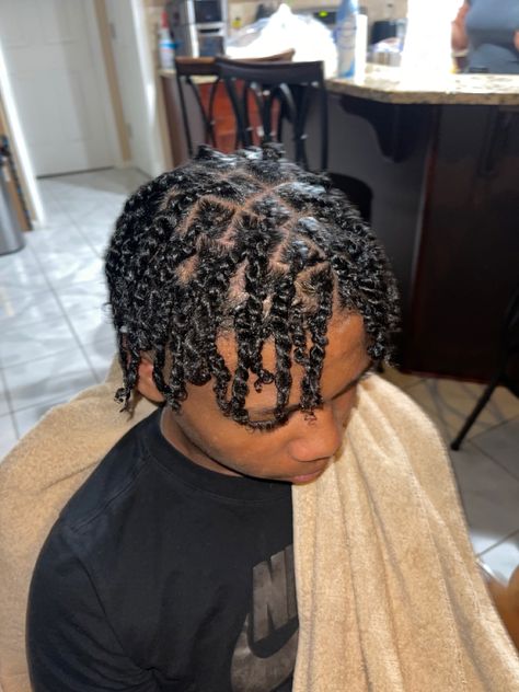 Two stranded twist on African American black boy 2 Strand Twist Short Hair, 2 Strand Twist Men, Hair Twists Black, Short Hair For Boys, Afro Hairstyles Men, Braids Men, Natural Hair Men, Hair Twists, Baby Boy Hairstyles