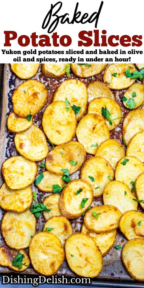 Oven Baked Potato Slices Butter, Sliced Baked Potatoes In The Oven Garlic, Baked Potatoes Slices In The Oven, Potatoes Sliced In Oven, Buttery Baked Potatoes, Potatoe Slices Baked, Bake Sliced Potatoes In Oven, Oven Roasted Potato Slices, Slices Potatoes In The Oven