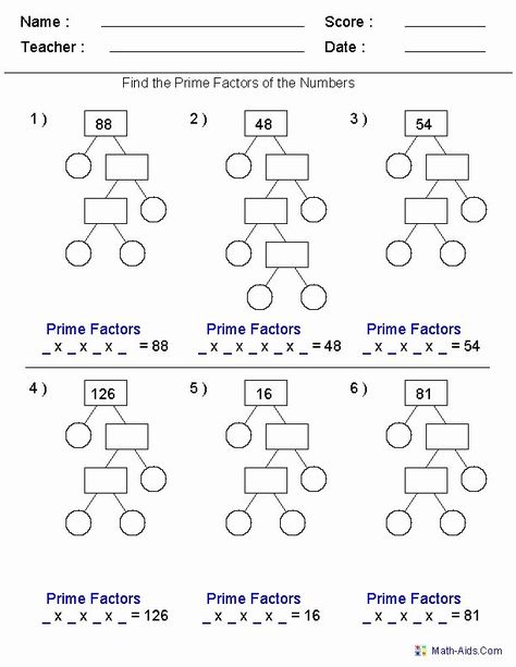 Prime Factorization Worksheet, Factor Trees, Factors And Multiples, Wristband Template, Prime Factorization, Math Charts, Addition And Subtraction Worksheets, Fractions Decimals, Printable Math Worksheets