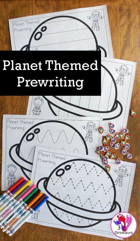 Planet Fine Motor Activities, Planet Kindergarten Activities, Space Name Activities, Planets Preschool Theme, Planets For Kindergarten, Space Fine Motor Activities Preschool, Rocketship Craft Preschool, Space Writing Activities Preschool, Space Tracing Worksheets