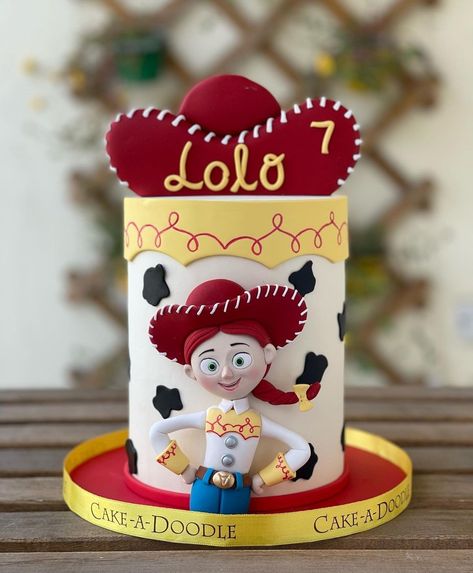 CakeaDoodle By NimithaMoideen (@cakeadoodle.qa) • Instagram photos and videos Cowgirl Hat Cake, Red Cowgirl Hat, Toy Story Birthday Cake, Doodle Cake, Barrel Cake, Jessie Toy Story, Toy Story Theme, Hat Cake, Toy Story Cakes