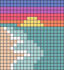 Alpha pattern #73216 | BraceletBook Stuff To Draw On Graph Paper, Pixel Art Sunset Easy, Sunset Perler Bead Pattern, Popsicle Perler Bead Patterns, Pixel Art Pictures, Pixel Art Colorful, Perler Art Ideas, 20 By 20 Pixel Art, Perler Bead Phone Case