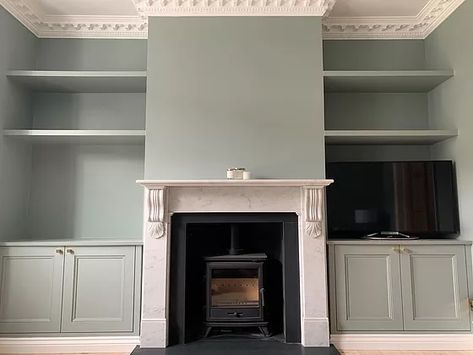 ALCOVE CABINETS | JAMES CARPENTRY LONDON | FITTED FURNITURE SPECIALISTS Terrace House Living Room, Edwardian Living Room, Alcove Ideas Living Room, Room Cupboard, Living Room Cupboards, Alcove Shelves, Alcove Cabinets, Alcove Cupboards, Alcove Shelving