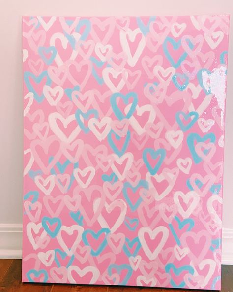 Preppy Painting Inspo Easy, Preppy Things To Paint Easy, Preppy Drawings Sketches, Preppy Painting Ideas Easy Simple, Coquette Painting Ideas On Canvas, Coquette Canvas Painting, Canvas Painting Ideas Taylor Swift, Preppy Heart Painting, Canvas Painting Preppy